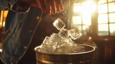 Ice Cubes in Beer Bucket