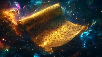 Glowing Ancient Scroll in Space