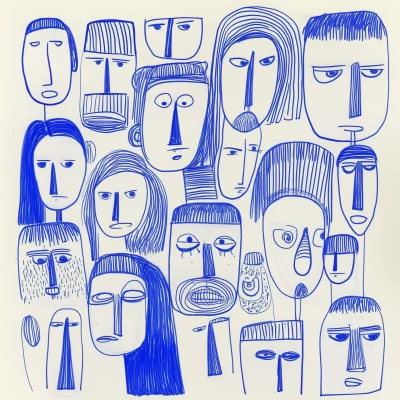 Minimalistic Doodle of Faces