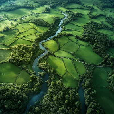 Aerial Views of Pastures and Forests