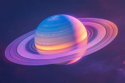 Saturn with Rainbow Rings