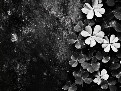 Black and White Four Leaf Clovers