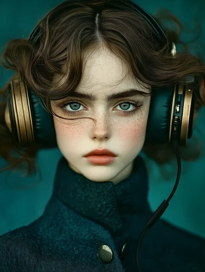 Fashionable Woman with Headphones