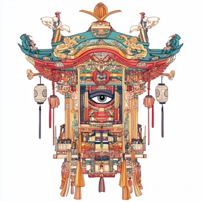 Colorful Mikoshi Illustration