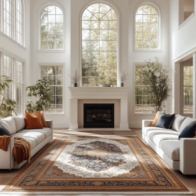 Persian Style Area Rug in Living Room