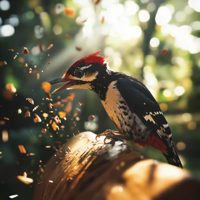 Colorful Woodpecker in Action