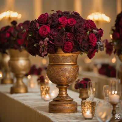 Intricate Brass Urn Arrangement