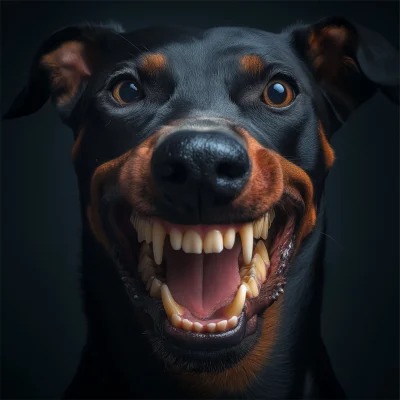 Doberman with Big Teeth