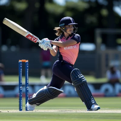 Female Cricketer Hitting Six