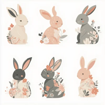 Minimalist Bunny Silhouettes