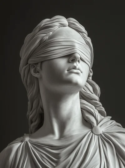 Grayscale Sculpture of Justicia