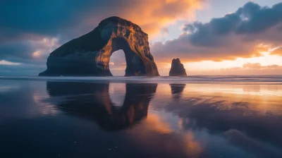 Wharariki Rock Formation at Sunset