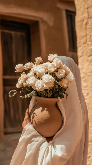 White Roses in Traditional Setting