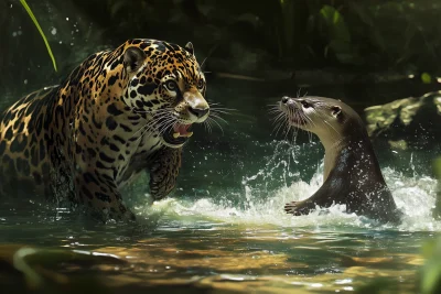 Jaguar Hunting Otter