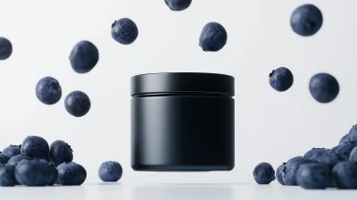 Black Jar with Blueberries