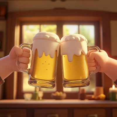 Cheerful Beer Toast