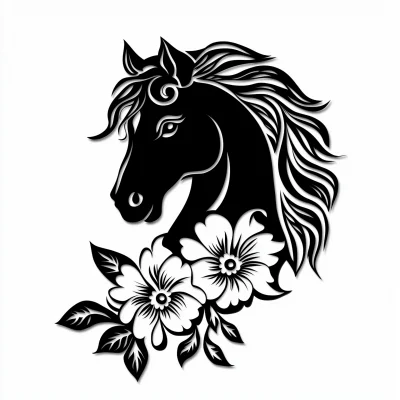 Horse and Flower Silhouette