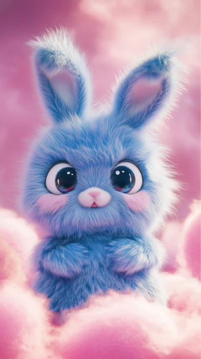 Fluffy Blue Bunny Portrait