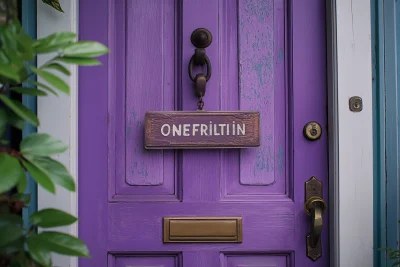 Gone Pickin’ Sign on Purple Door