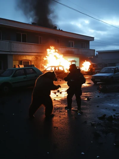 Bear Fighting with Police