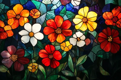 Colorful Stained Glass Flowers