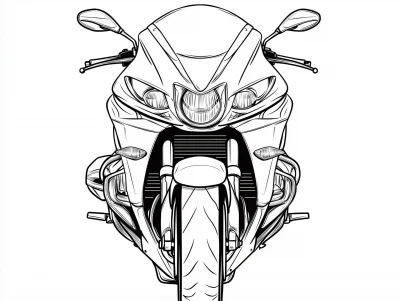 Retro Line Art Motorcycle