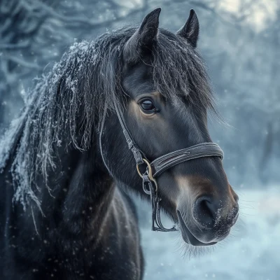 Horses in Winter Landscape