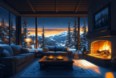 Luxury Living Room at Midnight