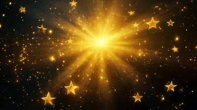 Golden Stars on Solar Background