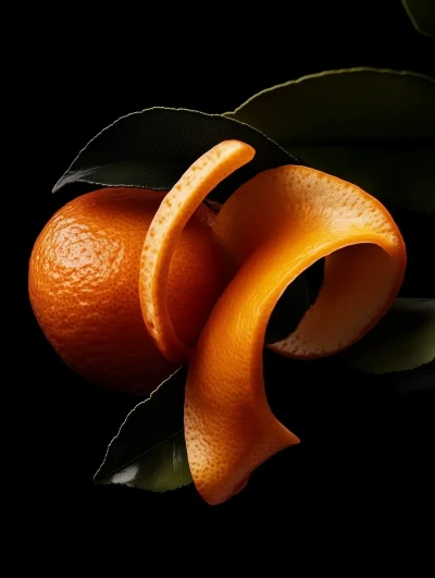 Open Tangerine on Black Background