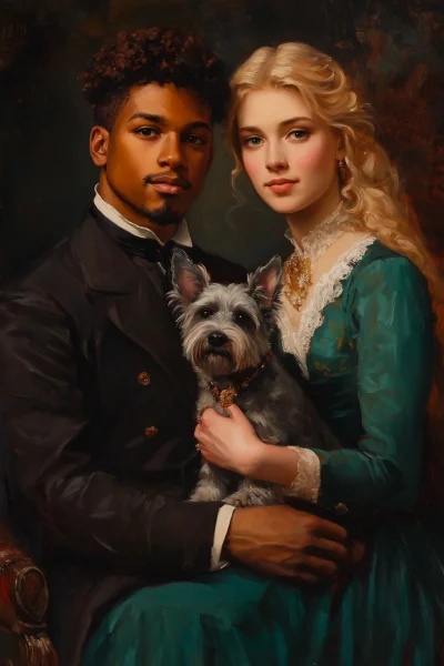 Victorian Couple with Terrier