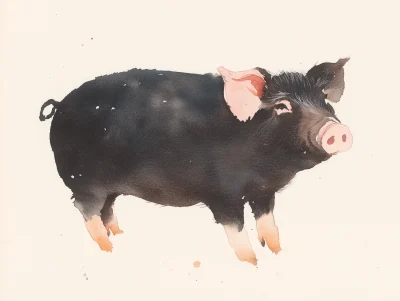 Black Pig Watercolour