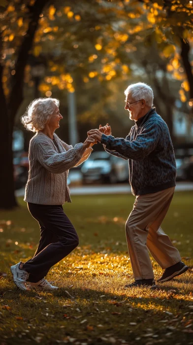 Elderly Couple Exercising in Nature