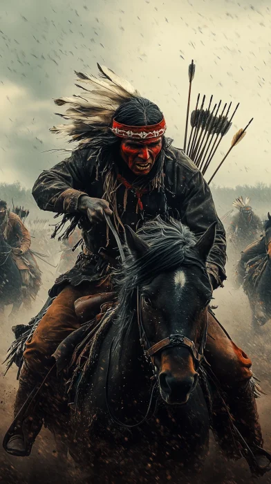 Native American Warriors in Battle