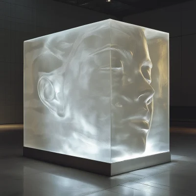 White Plastic Cube with Silhouette