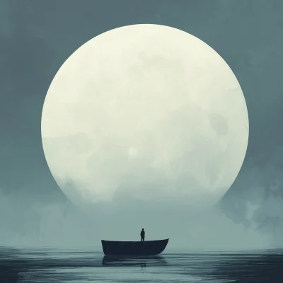 Minimalistic Moon and Boat