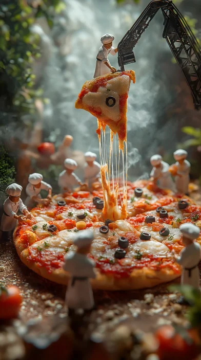 Miniature Chefs Making Pizza