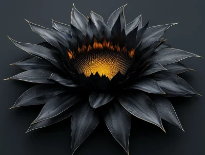 Geometric Black Sunflower