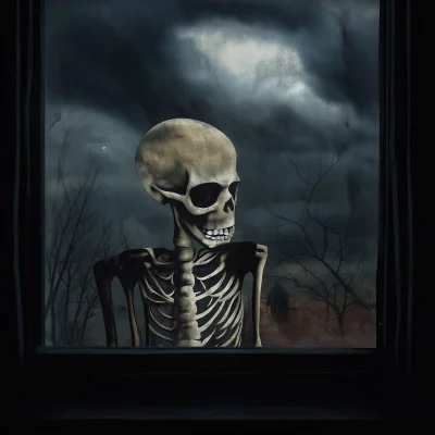 Mysterious Skeleton at the Window