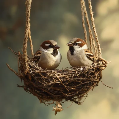 Sparrows on a Swing