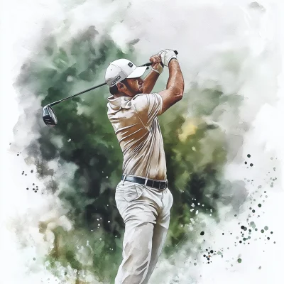 Watercolor Golf Player