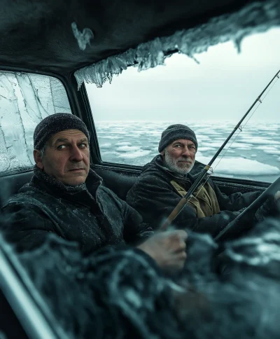 Fishing from a Car on Ice