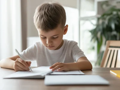 Schoolboy Doing Homework