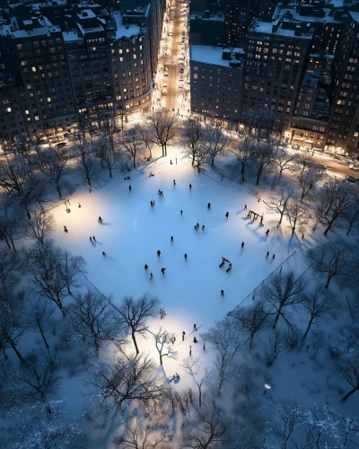 Winter Evening in the City Park