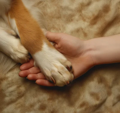 Hand and Beagle Paw