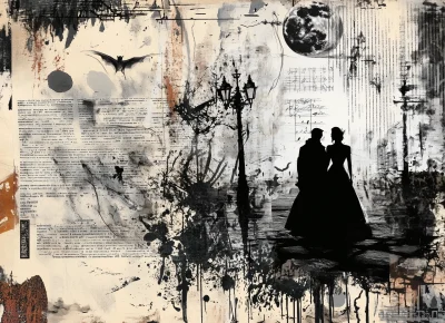 Gothic Vampire and Witch Junk Journal Background