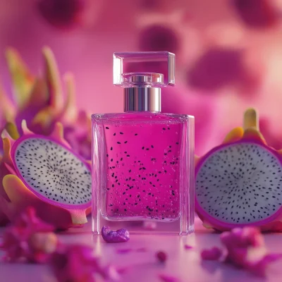 Futuristic Perfume Bottle with Dragon Fruit