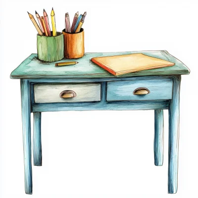 Watercolor Classroom Desk