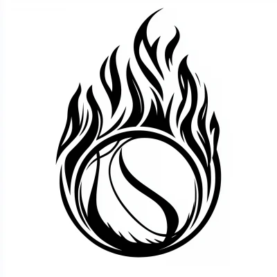 Flaming Basketball Vector