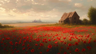 Sunlit Poppies Field